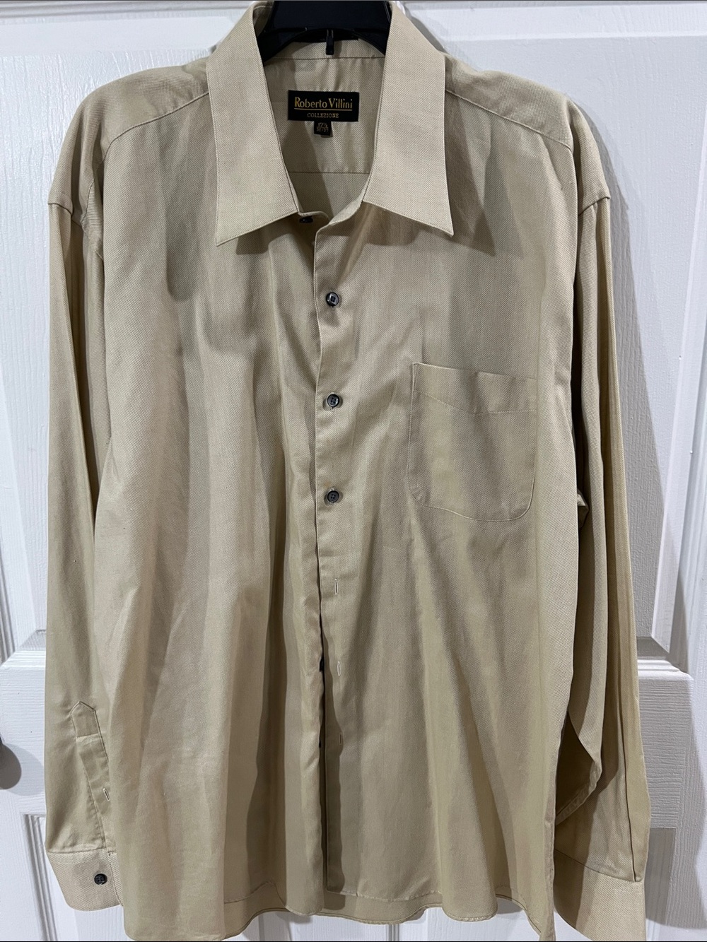 Roberto Villini Men's Tan Long-Sleeve Dress Shirt 17.5 / 36/37